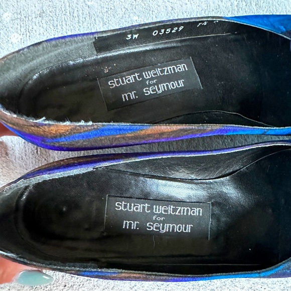 Vintage 1980's Stuart Weitzman Silk and Leather Colorful Pumps Size 7.5 N - Picture 8 of 9